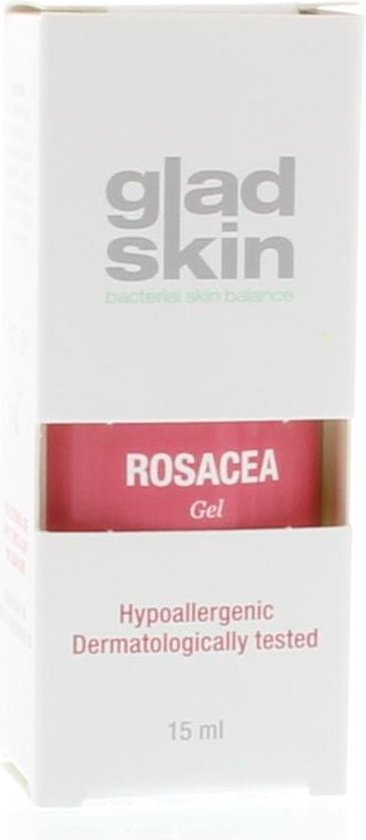 Foto: Gladskin rosacea gel 15 ml kalmeert en vermindert roodheid in het gezicht houdt het microbioom in balans dermatologisch getest rosacear