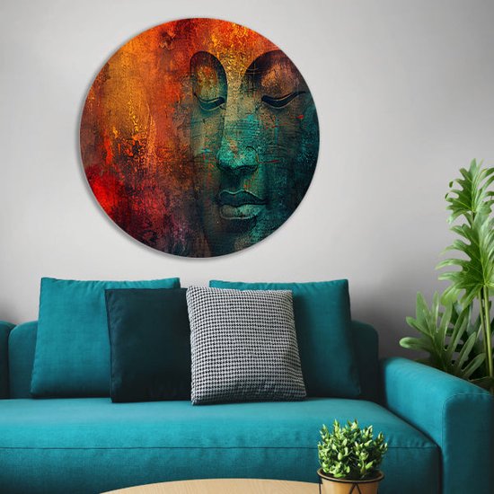 Bols muraux Bouddha - Bols muraux Religion - Peinture Textures - Décoration murale chambre enfant - Peinture ronde - Décoration murale cercle mural forex 40x40 cm