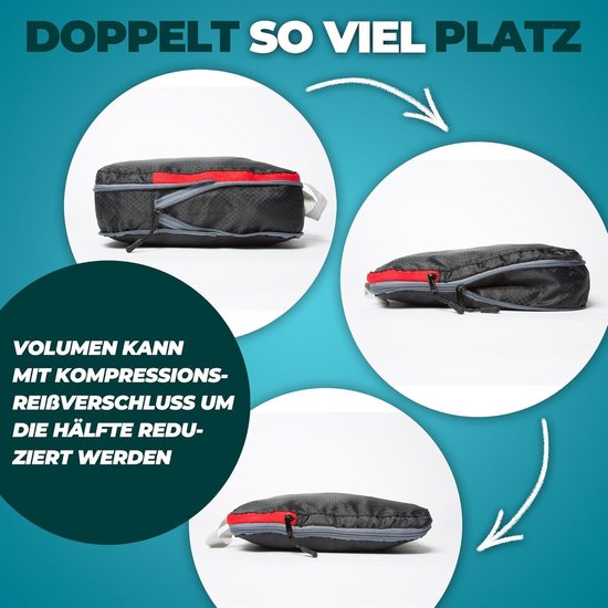 Packbeutel-Set 4-teilig, Organizer Beutel für Koffer, Rucksack und Reisetasche, Premium Reisebeutel Set als Schuhbeutel, Wäschebeutel oder Reisedokumententasche in DREI verschiedenen Größen