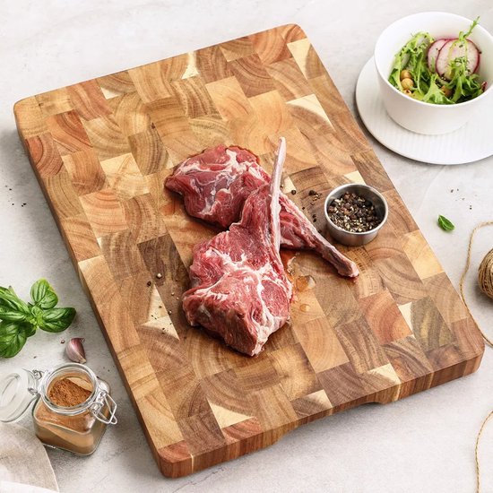 WALDLAND Premium messenblok zonder messen, magnetisch en 360° draaibaar, van elegant en robuust acaciahout, magnetische messenhouder voor messen, houten blok, keukenorganizer