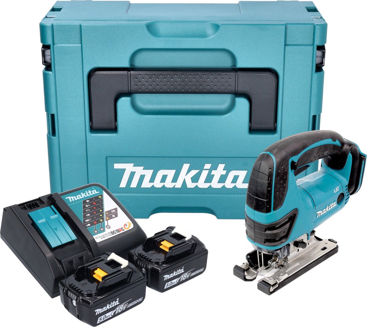 Makita DJV 180 RTXJ accu-decoupeerzaag 18 V 135 mm + 2x accu 5,0 Ah + oplader + Makpac