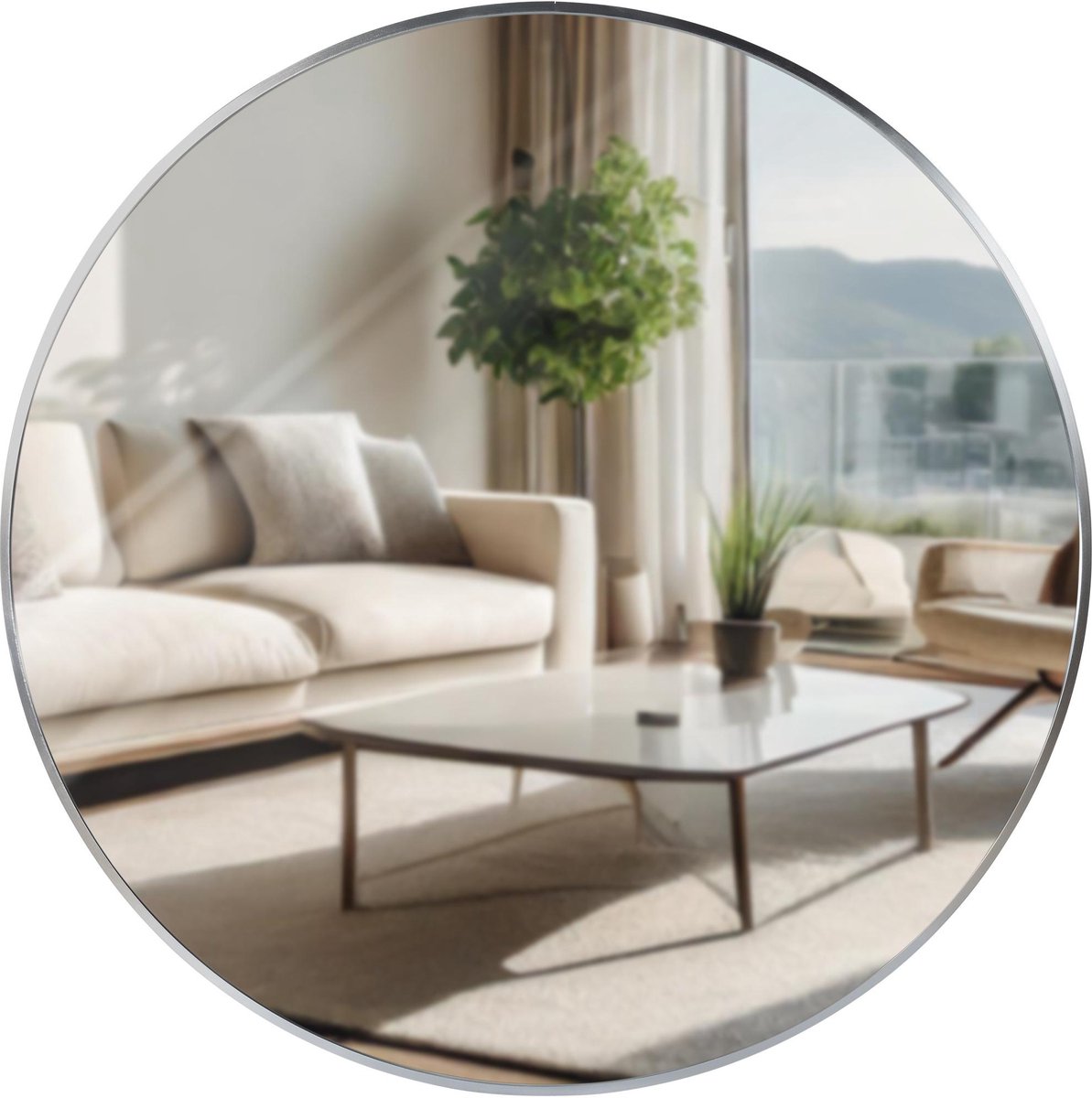 CLP Elsie Wandspiegel - Rond - Diepte lijst 3 cm - ideaal voor woonkamer, slaapkamer of badkamer - zilver