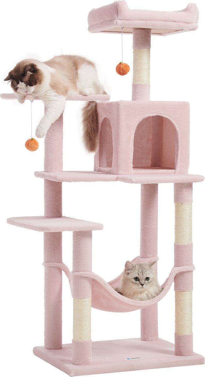 ACAZA Krabpaal - Krabpaal voor Grote Katten - Krabpaal voor Katten - 143 cm - Roze - Kattenkrabpaal - Kattenboom - Krabpalen - Kattenhuis