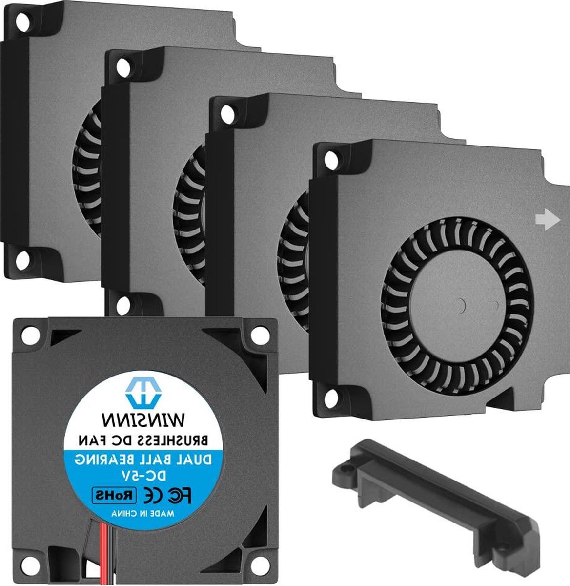 Ventilator 5V 40mm Turbine Turbo Ventilator 40x10mm 4010 DC Borstelloze Dual Kogellager Koeling Luchtgeleiding Ender 3 3D Printer - 2Pin 0.09A 0.45W 6000 RPM Pack 5 stuks