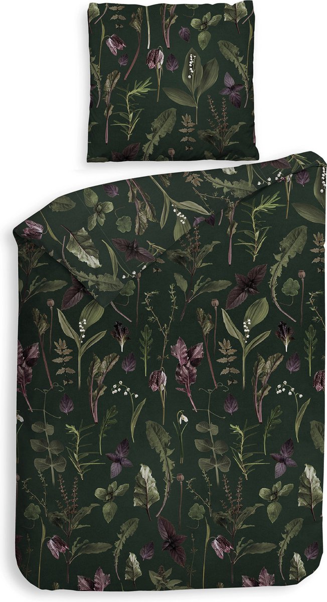 Heckettlane Florian Dekbedovertrek - Eenpersoons - Flanel - 140x200-220cm - Groen