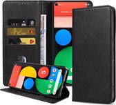 Smartphonica Telefoonhoesje geschikt voor Google Pixel 5 kunstleren hoesje met magnetische sluiting en pashouders book case - Zwart geschikt voor Google Pixel 5