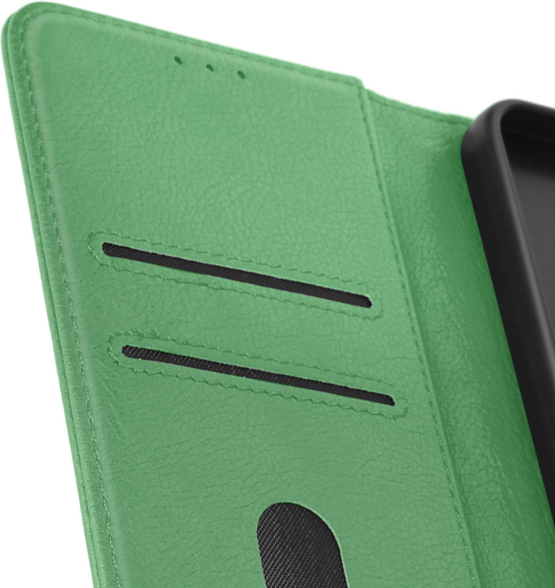 Avizar Foliohoes Geschikt voor Samsung Galaxy A15 Video-ondersteuningsflap, Groen