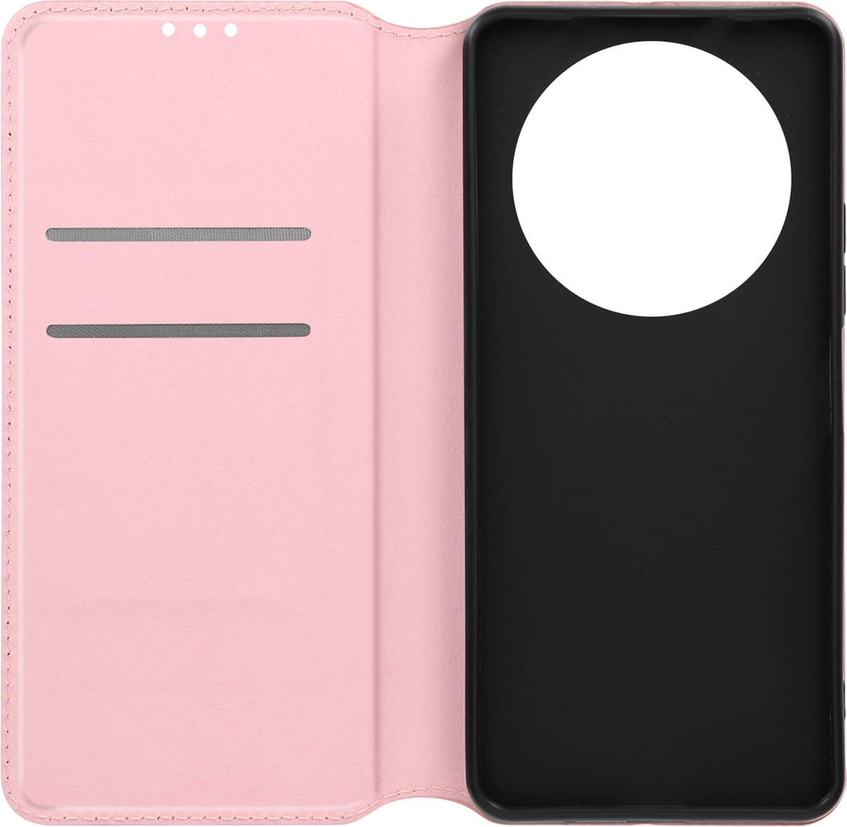 Avizar Folio Hoesje voor Redmi A3 met Kaarthouders en Standfunctie, Champagneroze