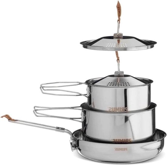 Roestvrijstalen kookpannenset Campfire Large - set met 3 pannen camping pannenset