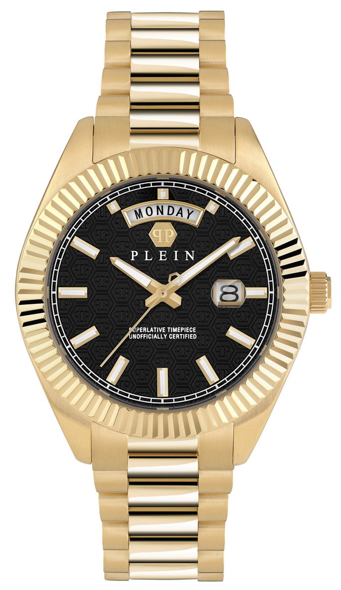 Philipp Plein Date Superlative Gent PWPNA0424 Horloge - Staal - Goudkleurig - Ø 42 mm