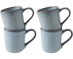 Dutch Rose Organic Mok - Mokken 25 cl. set van 4- Theemok - Koffiemok Mokken - Stoneware handgemaakt - Blauw