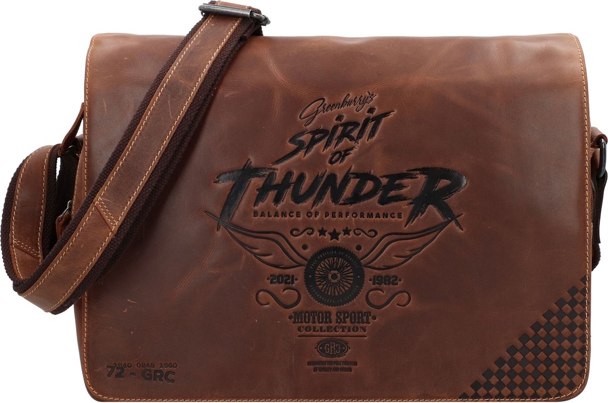 Greenburry Racing Collection Atlanta Aktetas Messenger Leer 36 cm - cm ( Zoll) - braun