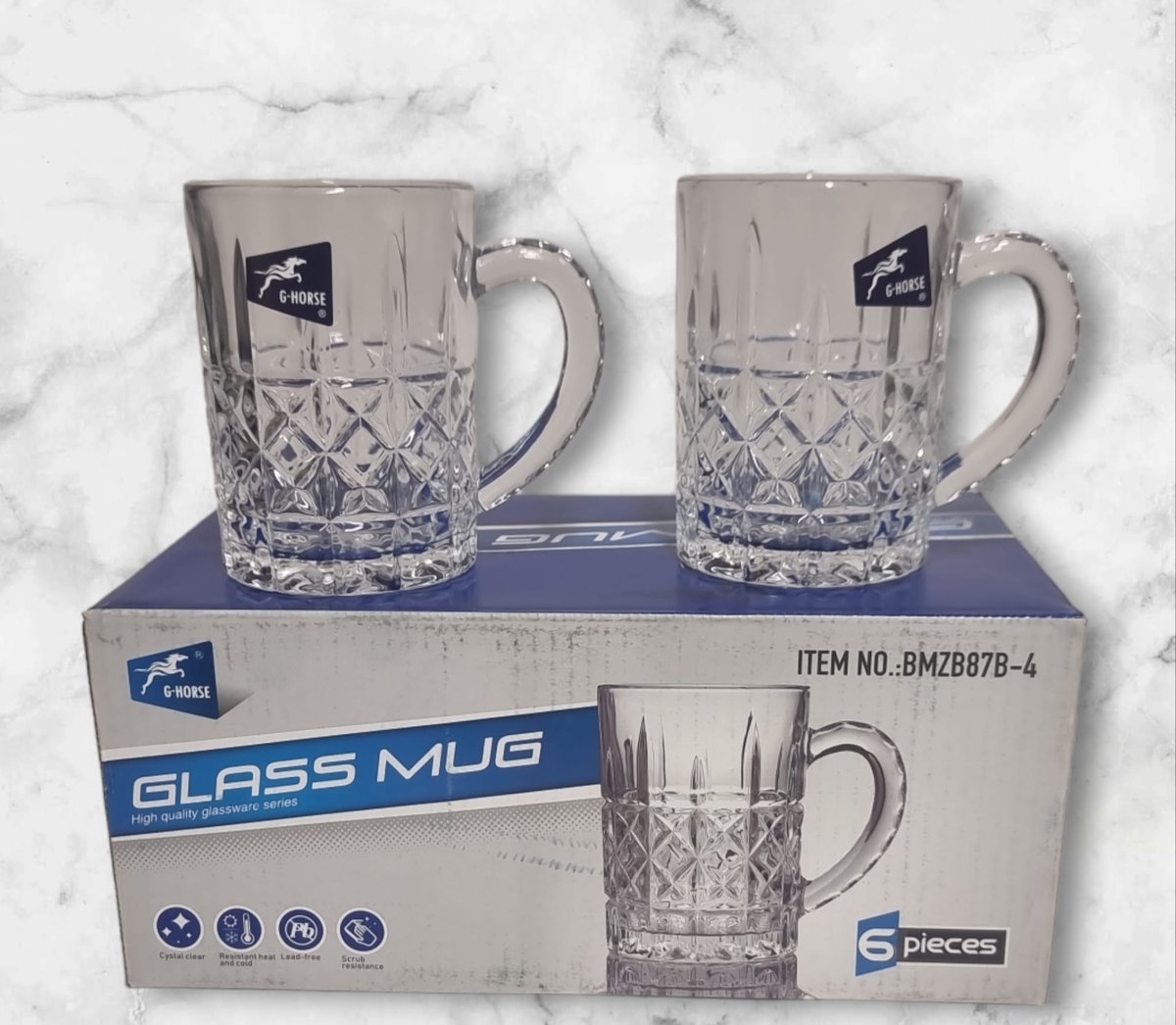 G-HORSE Luxe Drinkglazen Koffieglazen Theeglazen Waterglazen 6 stuks met oor