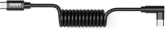 Port Connect Spring Cable USB-C 90 to USB-C - 65W Max - 10 Pack + 1 Year Waranty