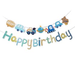 LUQ - Autos Happy Birthday Slinger Kinderfeestje Verjaardag Versiering Auto Versiering Kinder Feestje Slingers Verjaardag