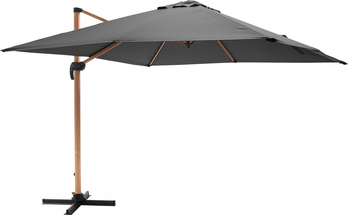 Oviala - Vierkante zweefparasol 3x3m met antraciet houteffect - Brescia
