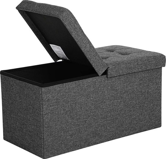 Relaxdays poef met opbergruimte, opvouwbaar, hocker van MDF