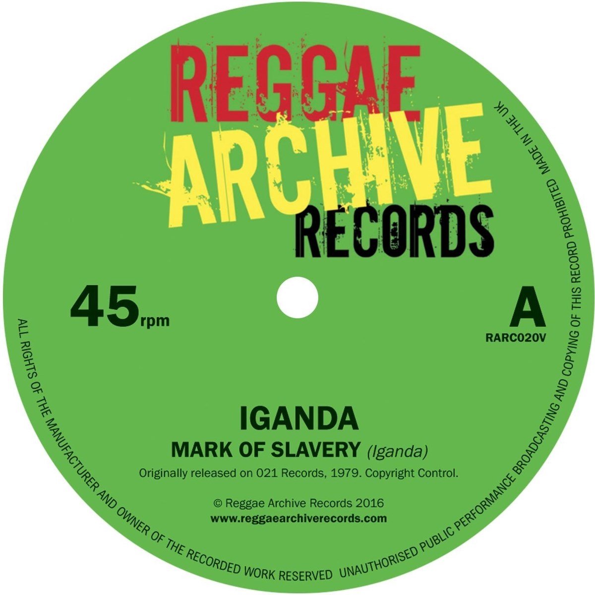 Iganda - Mark Of Slavery / Slow Down (7" Single) (Coloured Vinyl)