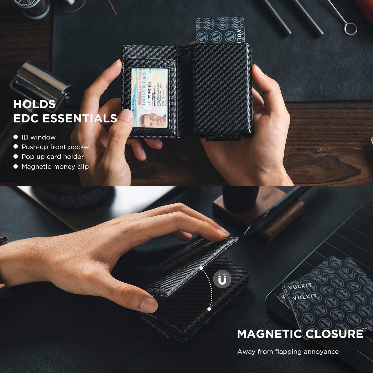 Mens pop-up portemonnee voor AirTag: premium echt leer, RFID-blokkering