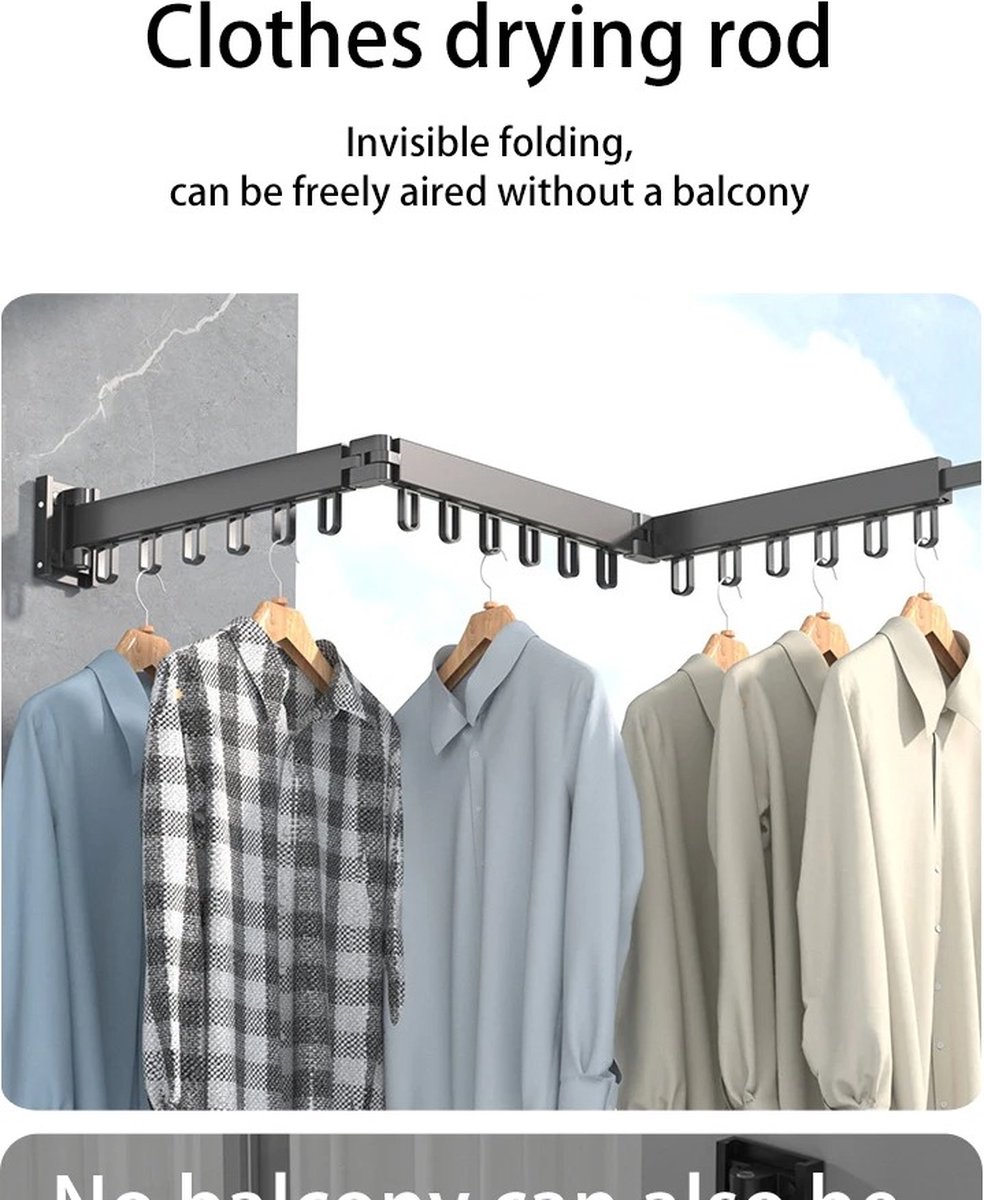 Goedkoopste Bolmans - Wasrek - Droogrek - Wasrek Inklapbaar - Wasrek hangend - Kleding Rek - Grijs - 3 Poles - Wandmontage - Hangend