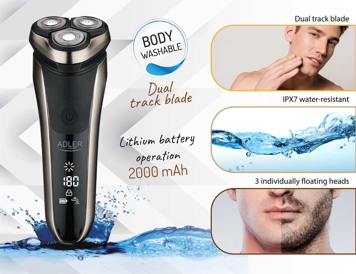 Adler AD 2933 - Elektrisch scheerapparaat - 3 koppen - afbeelding 3