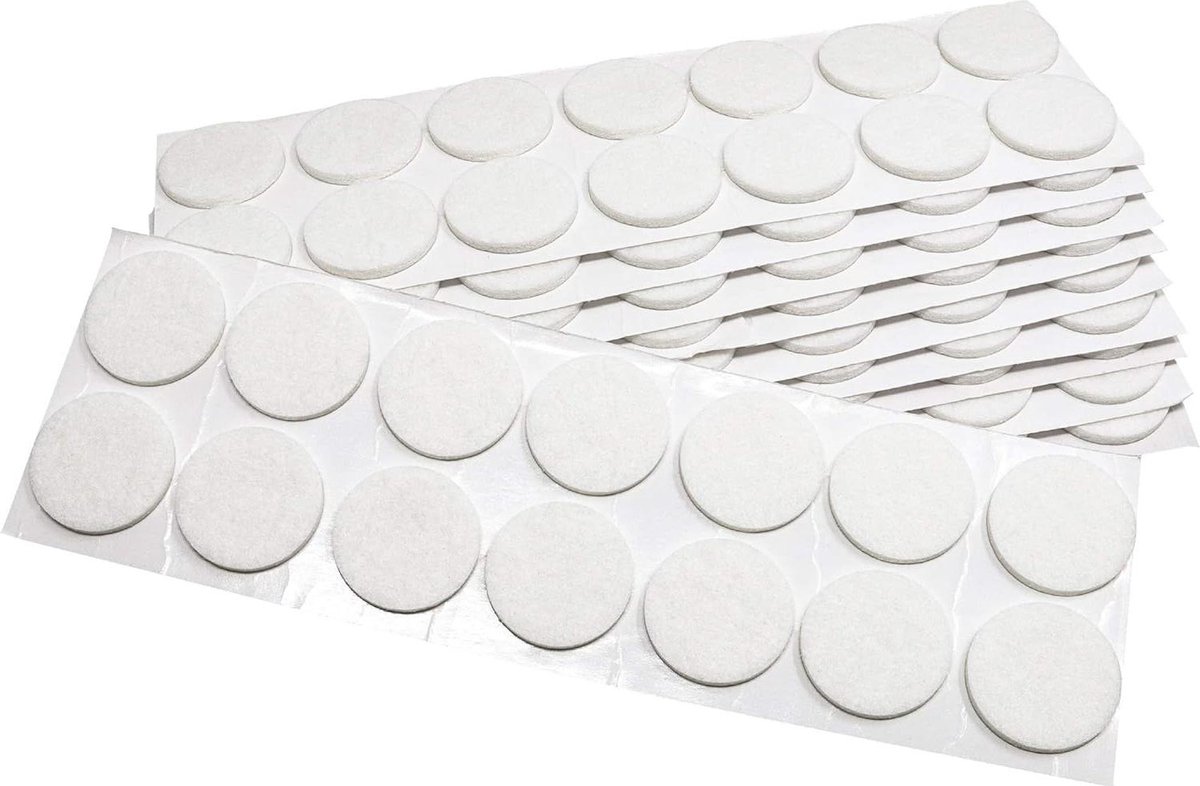 140 x zelfklevende viltglijders - Wit - ø 32 mm - Rond - Meubelviltglijders met een dikte van 35 mm - Meubel- en vloerbescherming