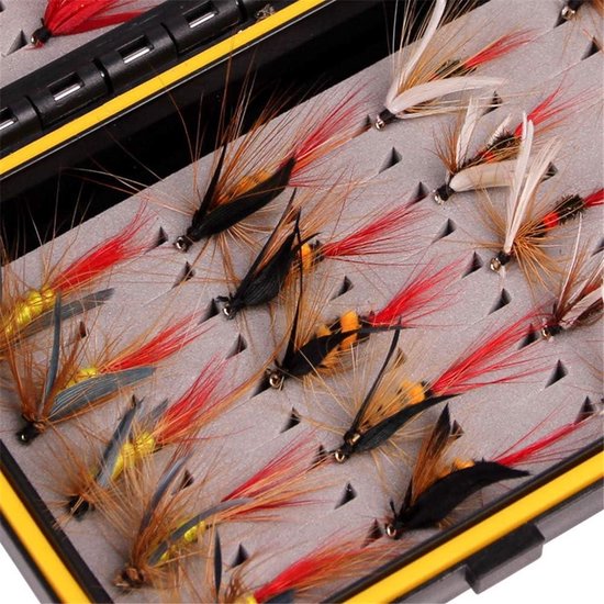 Vliegvissen Flie Kit met Doos 72 stks - Vliegvissen Lokt Droge Vliegen - Nimfen Emergers Streamers - Aas Haak Crankbaits - Zee Bas Zalm Kabeljauw Forel #5 — afbeelding 2