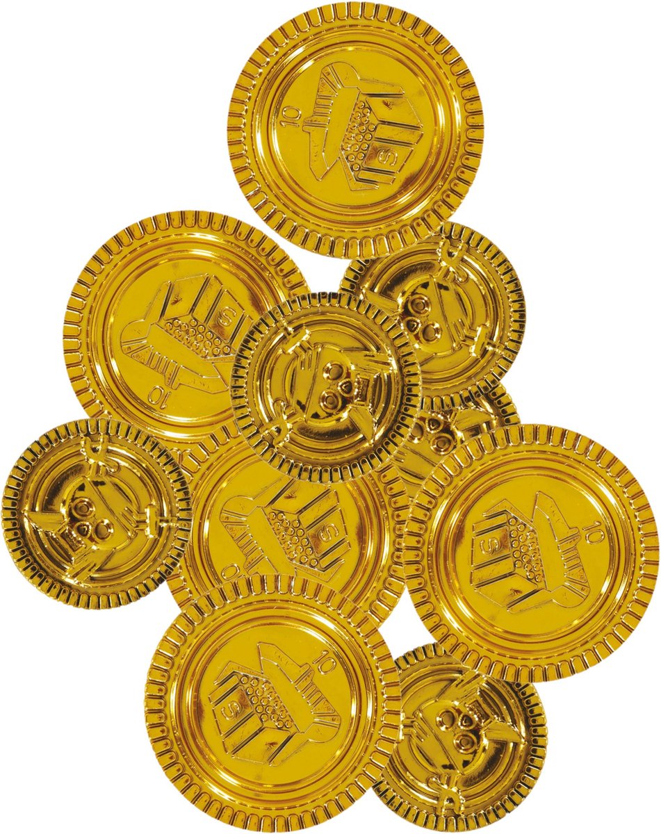 Fiestas Guirca Piraten munten/geld van kunststof - 50x oude munten - gouden dukaten - Verkleed speelgoed