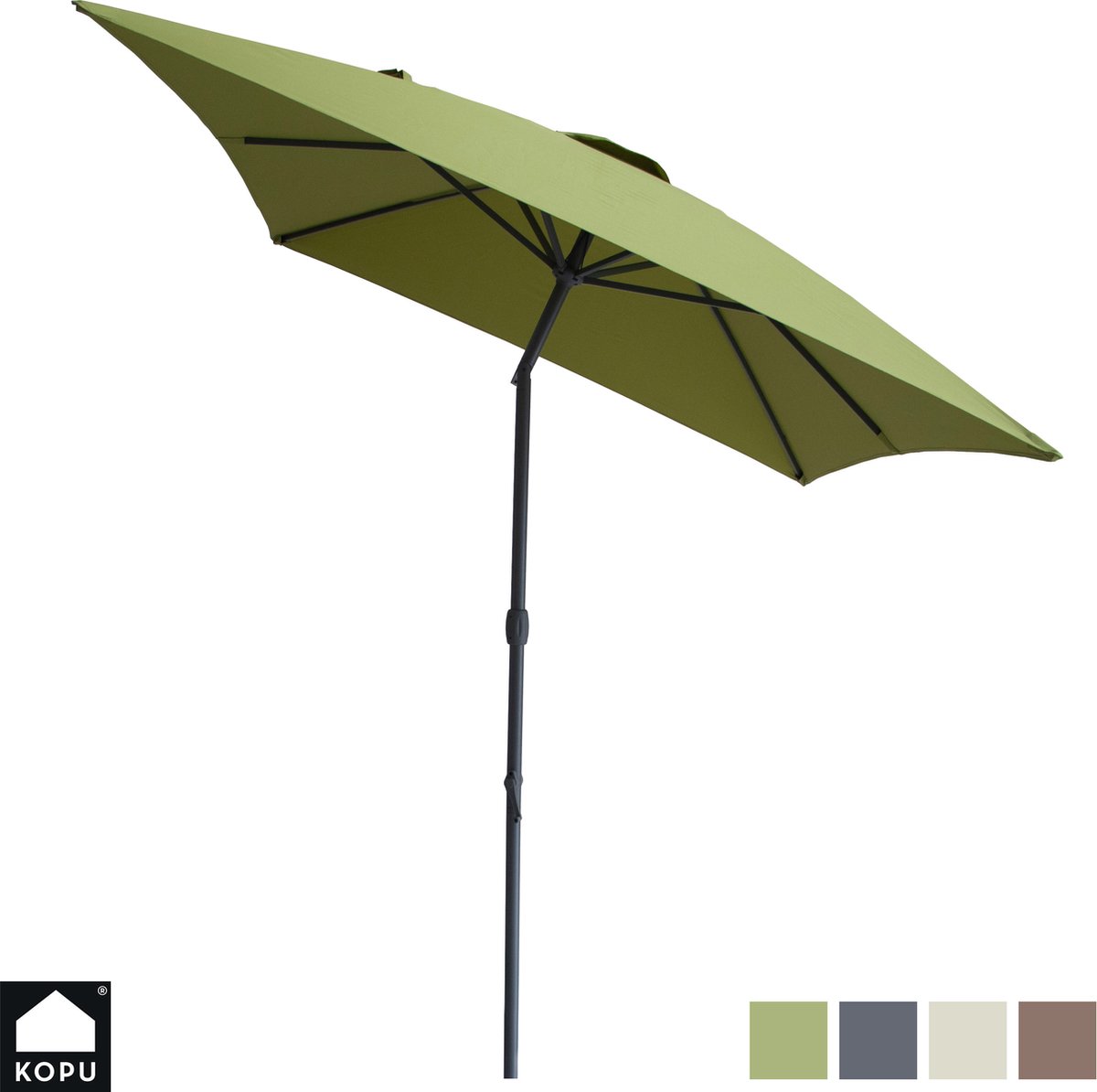 Kopu® Sevilla Parasol Rechthoek 200x300 cm met Hoes - Balkonparasol Olijfgroen