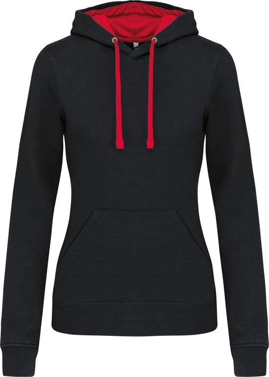 Kariban Pull à capuche femme couleur contrastée K465 - BLACK / ROUGE - XXL