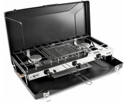Gasfornuis - KAMPA - Fornello - 2 branders en 1 grill - Zwart
