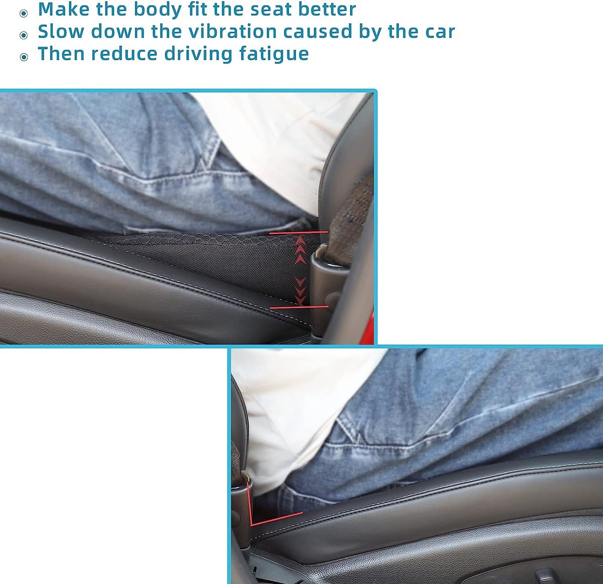 OLYDON Autostoelkussen Om Te Rijden - Comfort Memory Foam Voor Car Driver Seat Rugondersteuning Pijnbestrijding Voor Autoreizen Lange Reizen Zwart