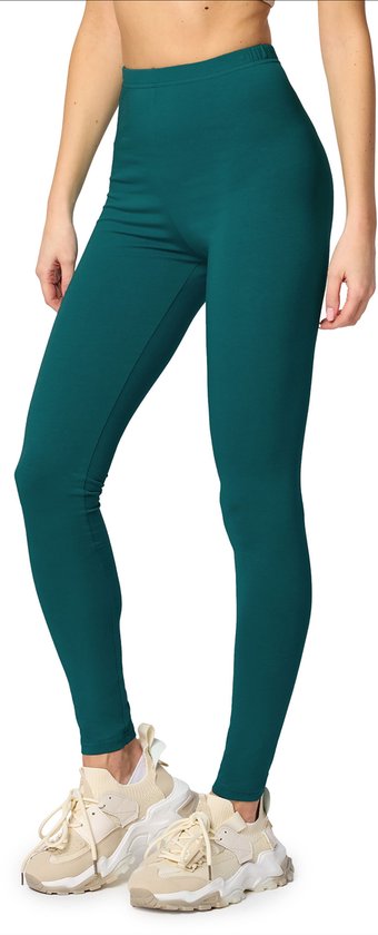 Merry Style MS-MS10-198-LE Dames Leggings - Sport - Vrijetijdsbroek - Lang - Katoen - Sporbroek - Yogabroek - Smaragdgroen - XL