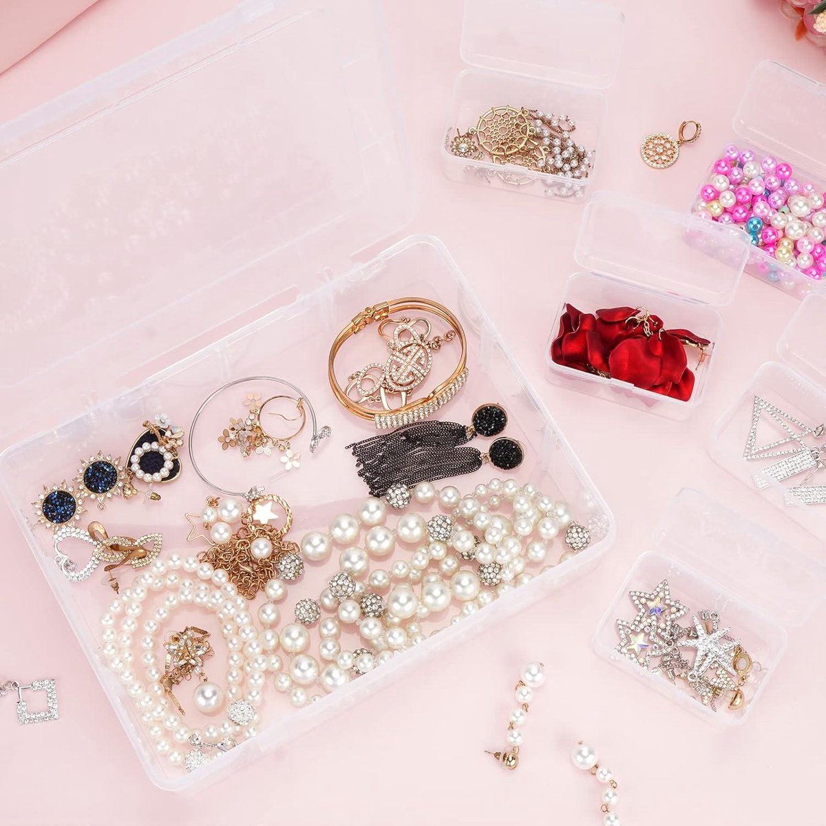Lot De 12 Boîtes De Rangement Transparentes Avec Couvercle – Le Tri De Tes Petits Bijoux Et Perles N'a Jamais été Aussi Simple !