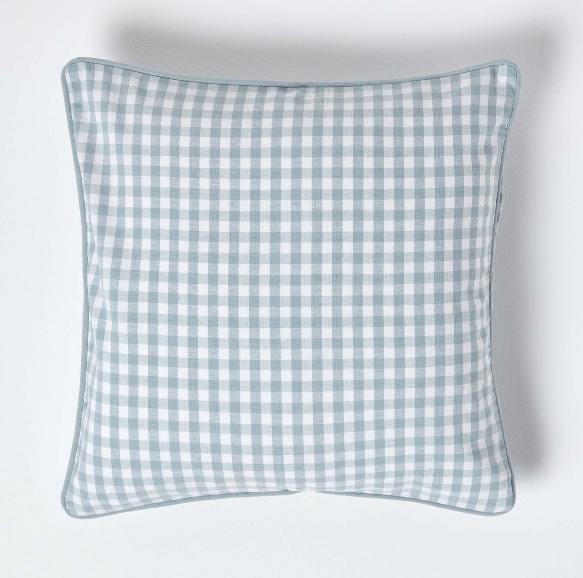 Homescapes Gingham katoenen kussenhoes 45 x 45 cm blauw