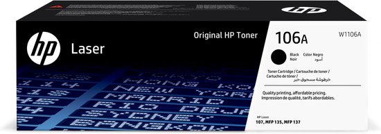 HP Cartouche de toner laser authentique 106A, noir