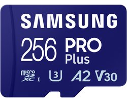 Samsung PRO Plus - Micro SD Kaart - Inclusief SD Adapter - 180 & 130 MB/s - 256 GB