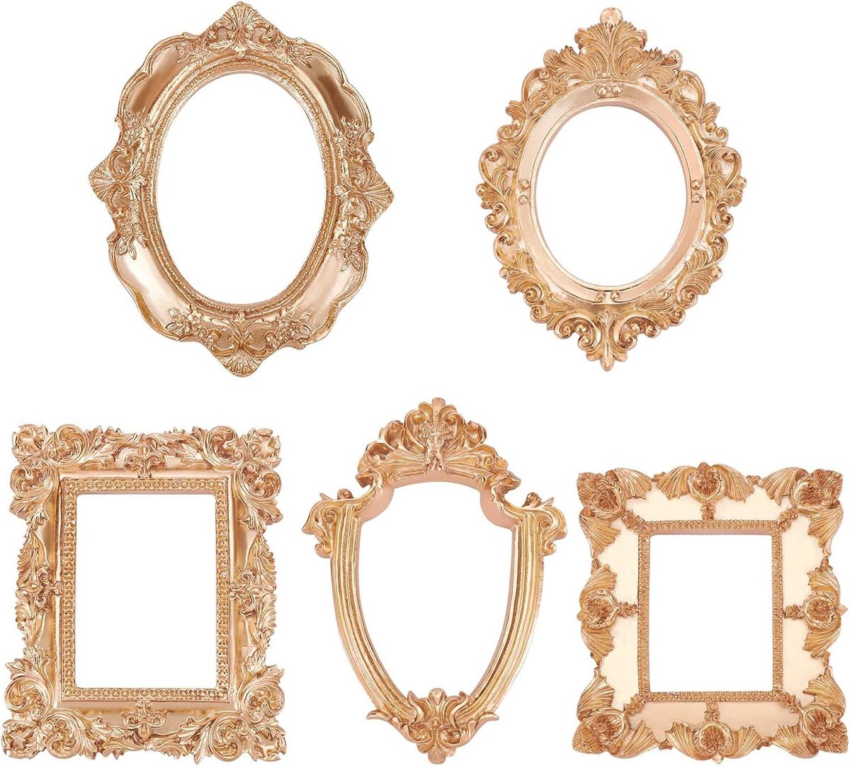 Vintage hars fotolijst set - bloem- en rechthoekig frame - tafelblad sieraden display - fotografie woondecoratie