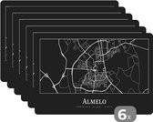 Placemat - Plattegrond - Almelo - Stadskaart - Kaart - 45x30 cm - 6 stuks - Hittebestendig - Anti-Slip - Onderlegger - Afneembaar