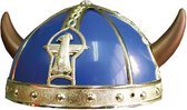Gallier/vikingen verkleed helm blauw met hoorns - Carnaval verkleed hoeden