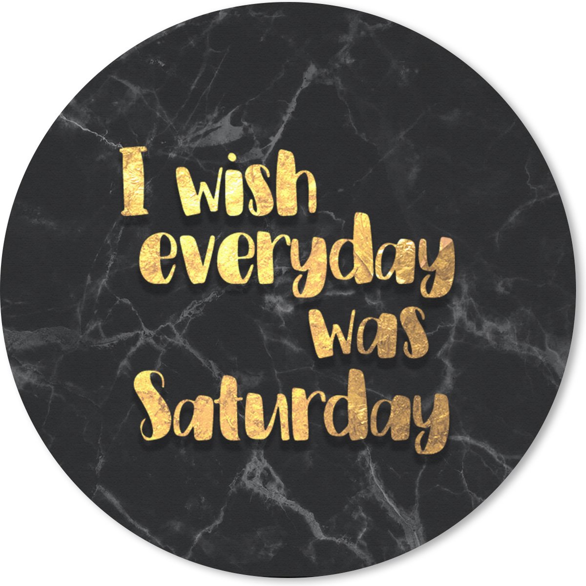 Muismat rond 20x20 cm - Mousepad Quote - Weekend - Goud - Marmer print - Ronde muismatten