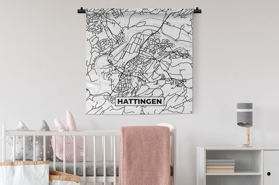 Tapisserie murale - Tissu mural - Hattingen - Plan de la ville - Carte - Carte - 90x90 cm - Tapisserie