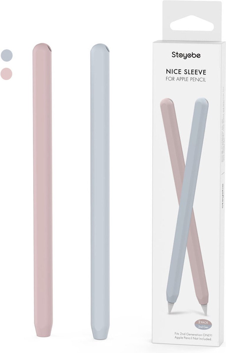 Stoyobe Apple Stylus Pen Gen 2 Nice Sleeve - Silicone Hoes- Roze en Blauw- 2 stuks
