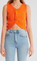 Dames Elastische Ribstof Top - T93564 - Orange