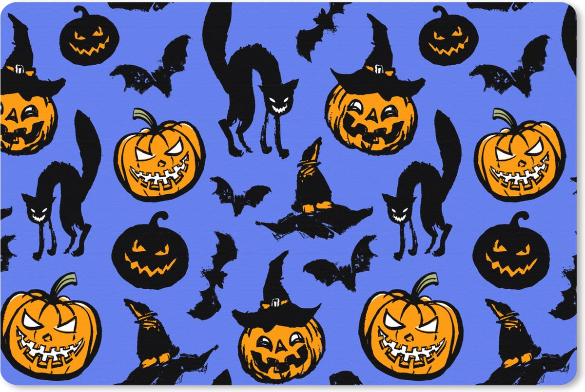 Muismat XXL 90x60 cm - Bureau onderlegger - Bureau mat Halloween - Kat - Heks - Bureaumat - Gaming mousepad xl - Bureaulegger groot - Computer deskmat