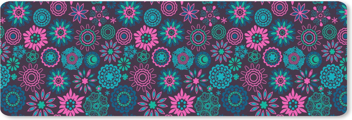 Muismat XXL 90x30 cm - Bureau onderlegger - Bureau mat Neon - Bloemen - Patronen - Bureaumat - Gaming mousepad xl - Bureaulegger groot - Computer deskmat