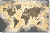 Tapis de souris XXL - Sous-main - Tapis de bureau - Wereldkaart - Doré - Journal - 120x80 cm - Tapis de souris XXL