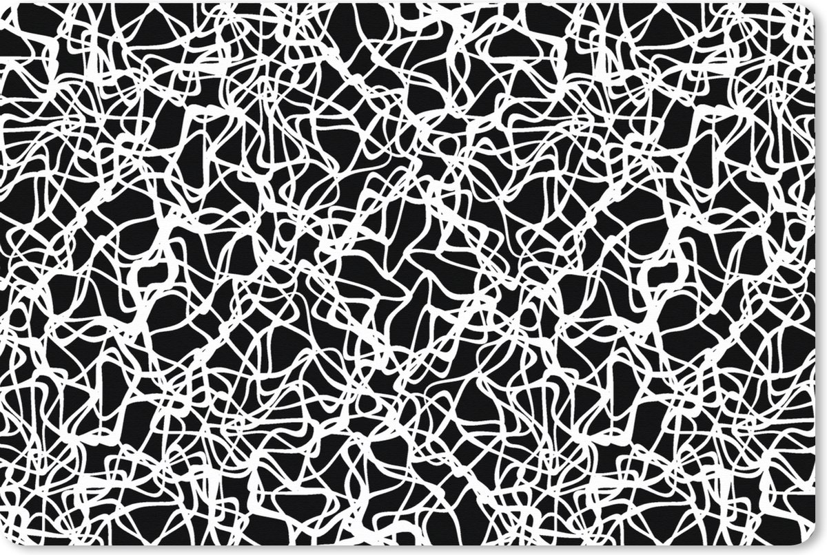 Muismat XXL 120x80 cm - Bureau onderlegger - Bureau mat Patroon - Abstract - Zwart Wit - Bureaumat - Gaming mousepad xl - Bureaulegger groot - Computer deskmat