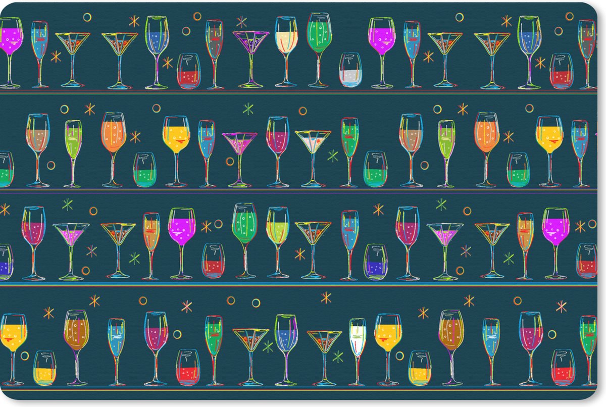 Muismat XXL 120x80 cm - Bureau onderlegger - Bureau mat Cocktails - Bar - Neon - Design - Bureaumat - Gaming mousepad xl - Bureaulegger groot - Computer deskmat