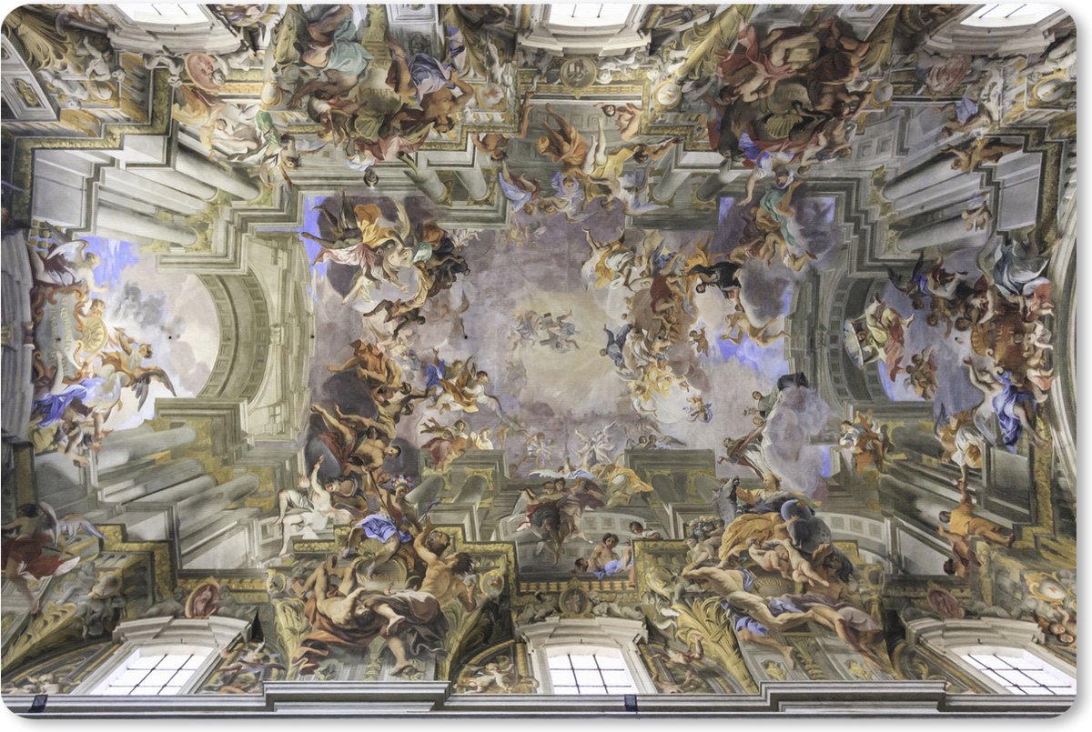 Muismat XXL - Bureau onderlegger - Bureau mat - Rome - Kunstwerk - Fresco - 90x60 cm - XXL muismat